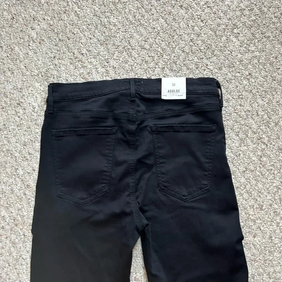 AGOLDE Jeans NWT Sophie High Rise Skinny Womens 31 Black Luxe Denim Stretch - Picture 4 of 12